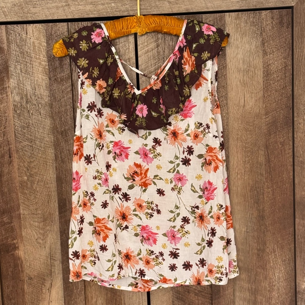 Nordstrom Dr2 Floral Ruffle Sleeveless Women's Top, Size M, New with Tags